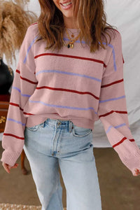 Striped Drop Shoulder Long Sleeve Sweater 100100465681268 45 Affordable Fashion Under $100 Jerry's Apparel 
