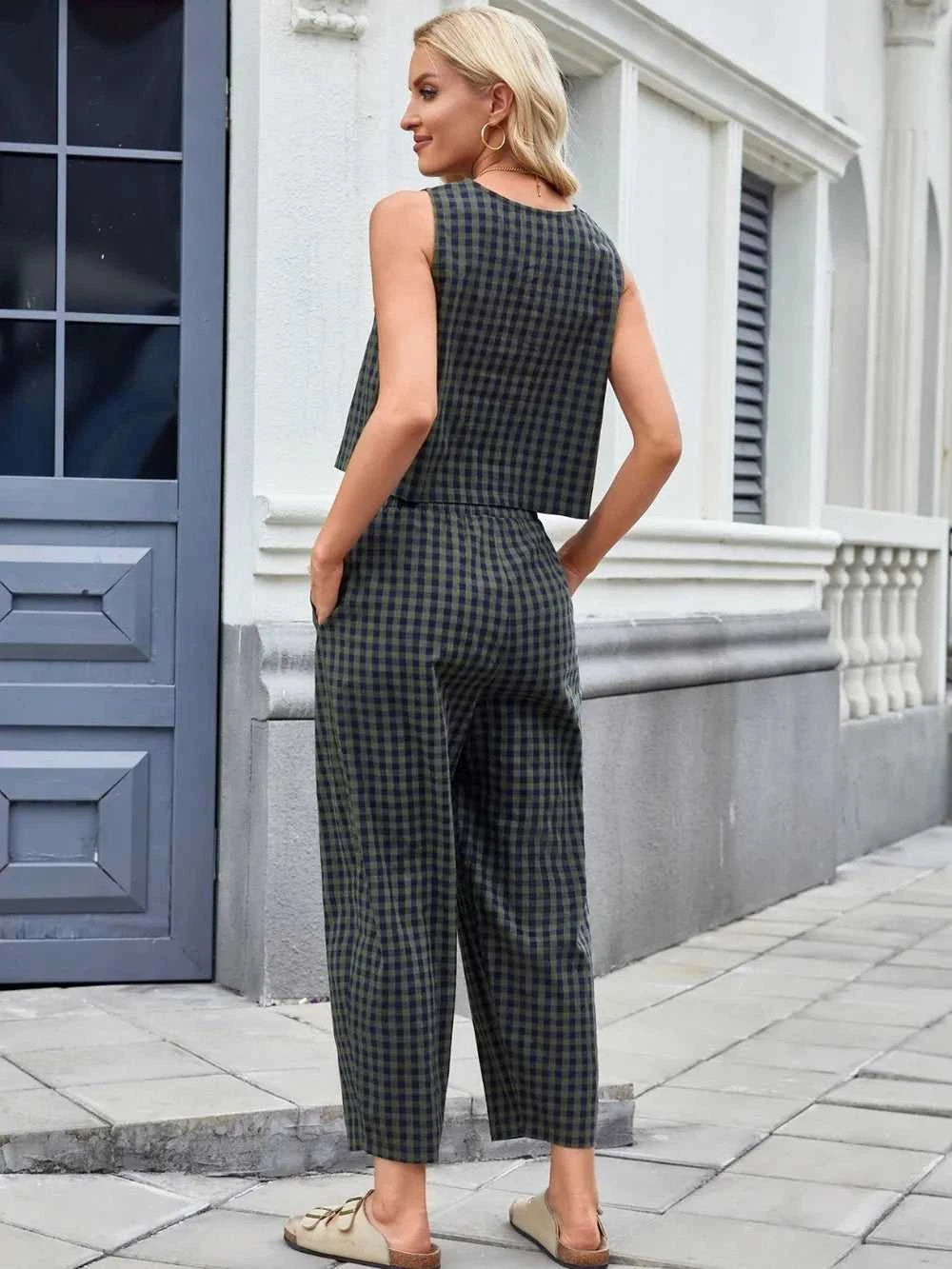 Plaid Sleeveless Top and Pants Set 100100045523661 39 Affordable Fashion Under $100 Jerry's Apparel 