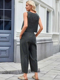 Plaid Sleeveless Top and Pants Set 100100045523661 39 Affordable Fashion Under $100 Jerry's Apparel 