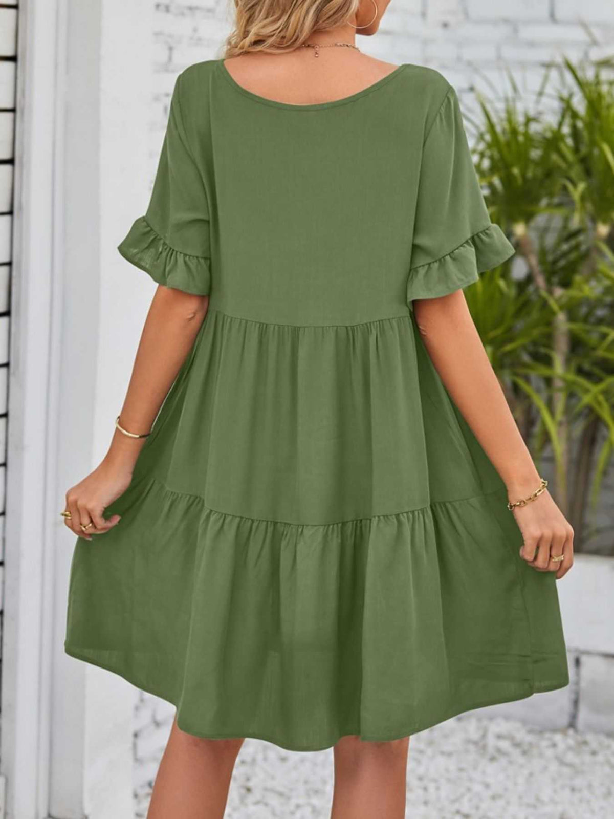Ruffled Sleeve Tiered Mini Dress 100100840870791 28 Affordable Fashion Under $100 Jerry's Apparel 