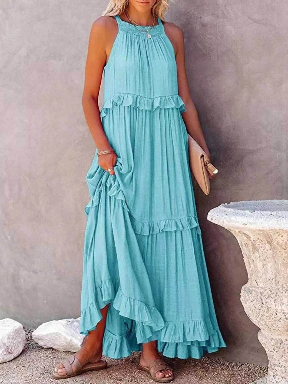 Ruffled Tiered Sleeveless Maxi Dress 100100900580027 49 Affordable Fashion Under $100 Jerry's Apparel 