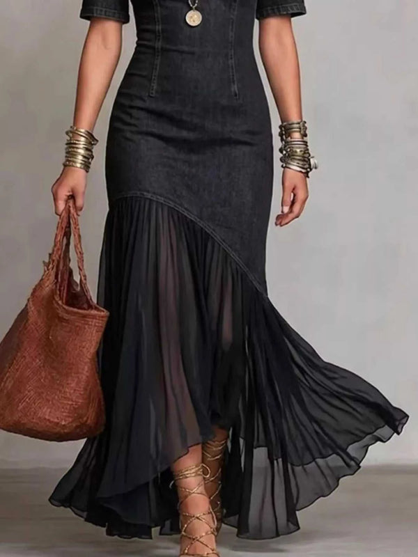 Mock Neck Cold Shoulder Ruffle Hem Maxi Dress 100100582531740 50 Affordable Fashion Under $100 Jerry's Apparel 