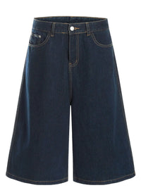 Men's Wide Leg Wash Denim Shorts