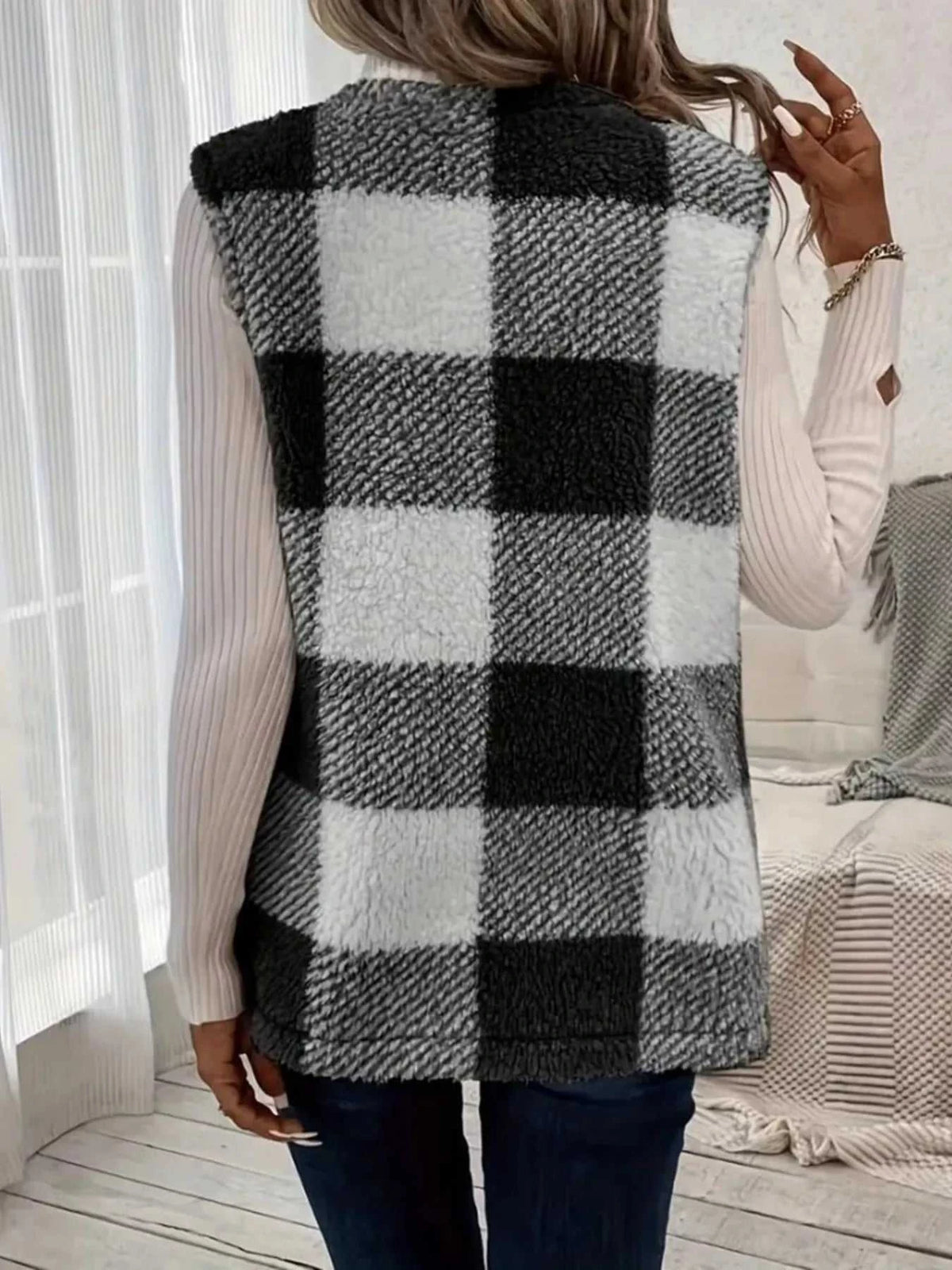 Cozy Plaid Sherpa Vest Coat 100100200755346 28 Affordable Fashion Under $100 Jerry's Apparel 