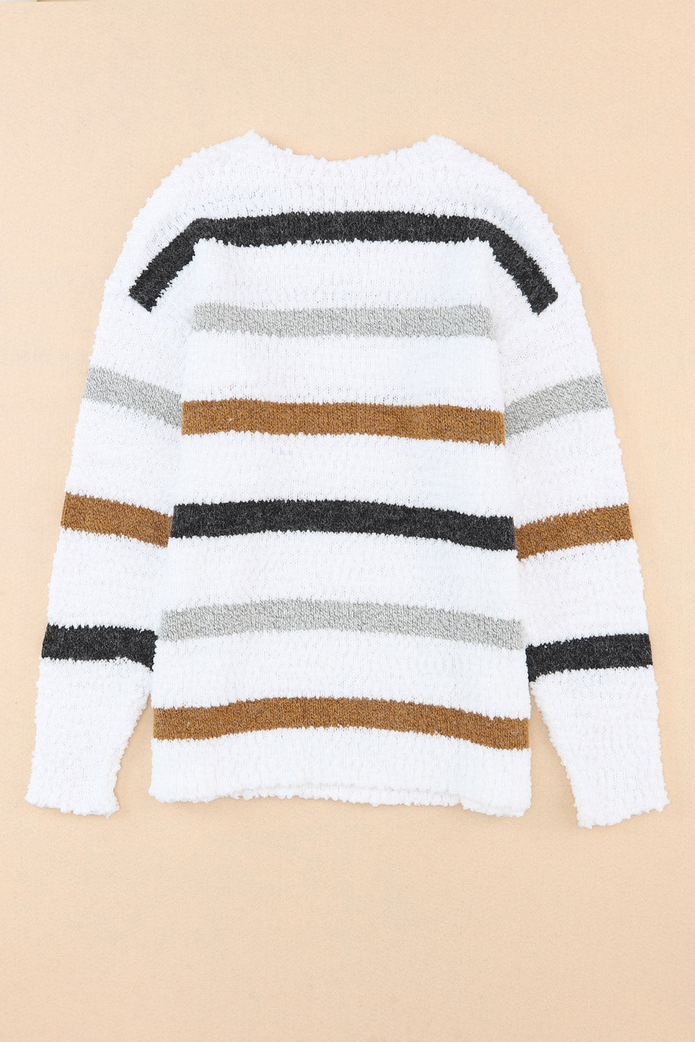 Striped Round Neck Dropped Shoulder Sweater