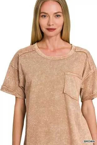 Zenana Halo Snow Washed Exposed Seam Top & Shorts Set 100100336301961 45 Affordable Fashion Under $100 Jerry's Apparel 