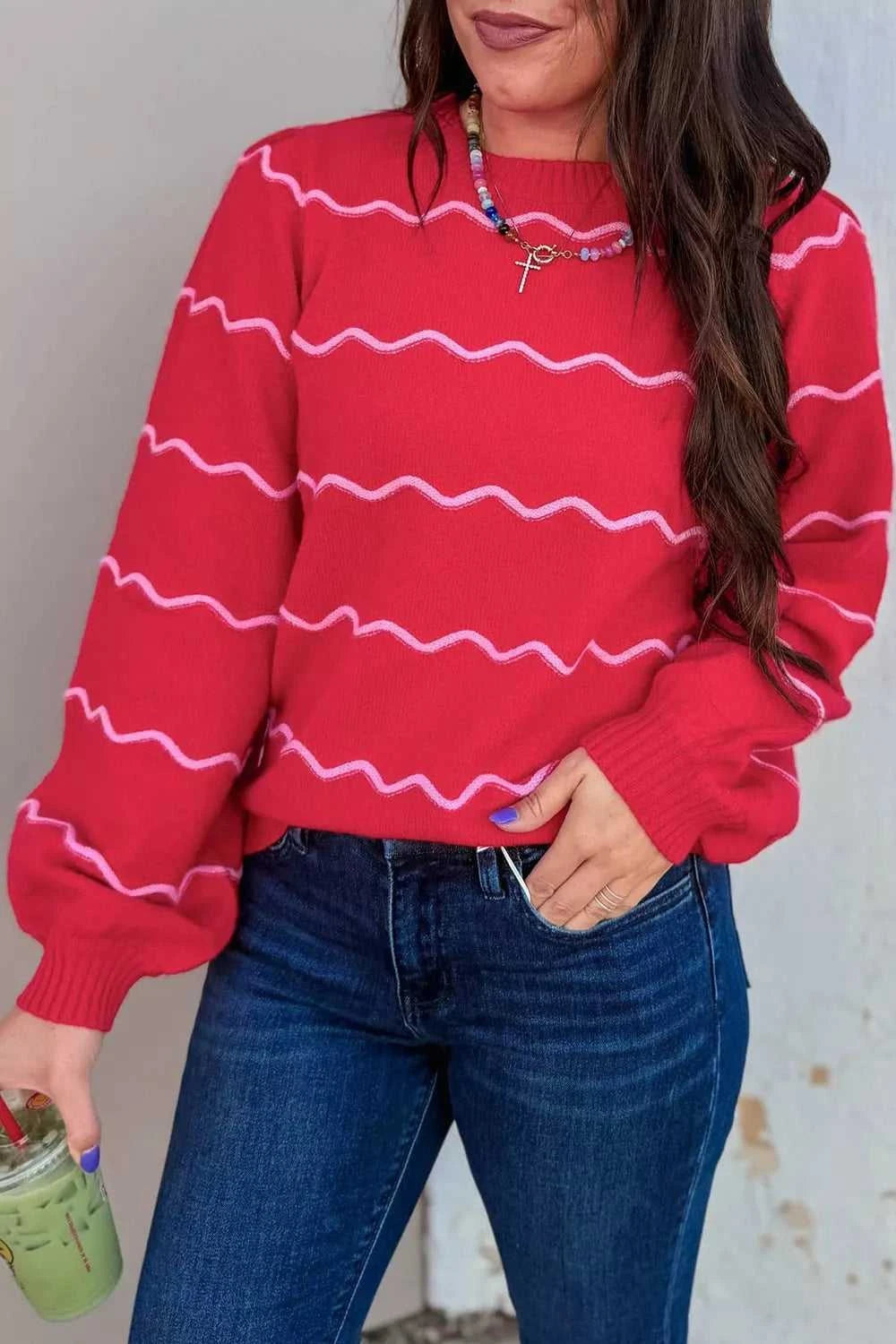 Striped Round Neck Long Sleeve Shift Pullover Sweater 101002917802925 47 Affordable Fashion Under $100 Jerry's Apparel 