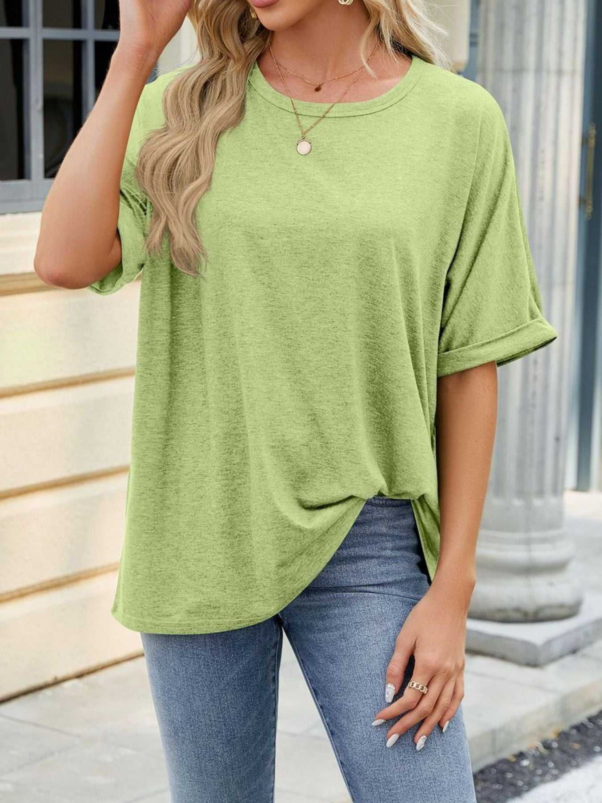 Casual Loose Fit Rolled Sleeve T-Shirt 100100846471189 23 Affordable Fashion Under $100 Jerry's Apparel 
