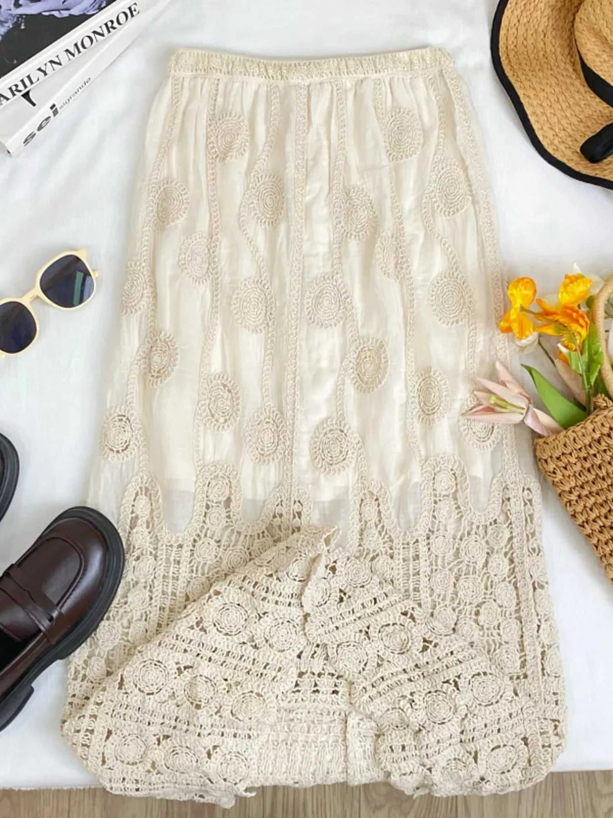 Lace Elastic Waist Midi Skirt 100100015303540 44 Affordable Fashion Under $100 Jerry's Apparel 
