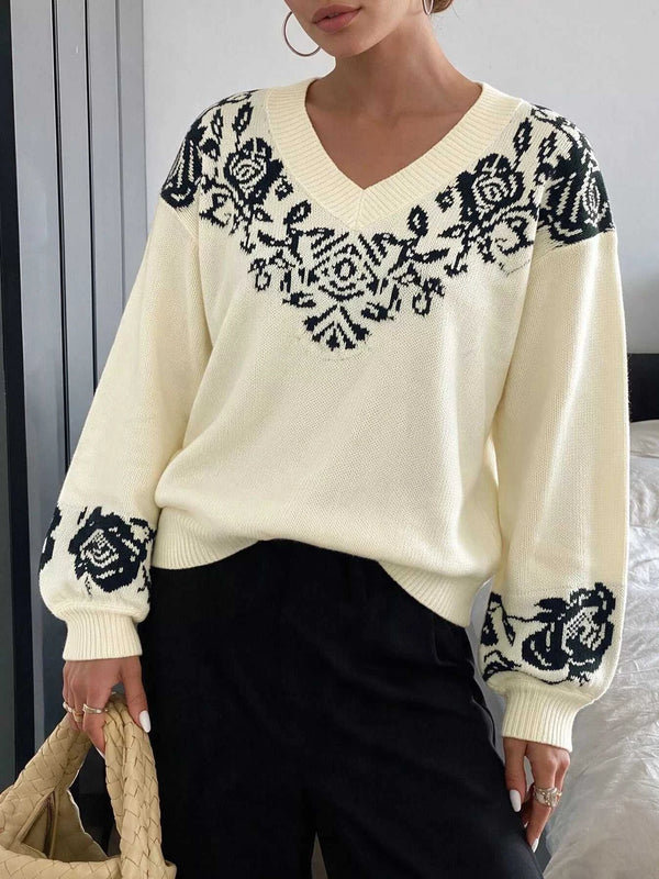 Floral Dropped Shoulder Sweater 101002514385219 52 Affordable Fashion Under $100 Jerry's Apparel 