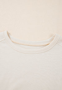 Pearl Detail Round Neck Half Sleeve Blouse