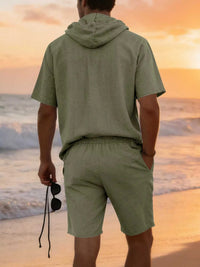 Men's Full Size Casual Short Sleeve Hooded Top & Shorts Set Plus Size 100400516300519 42 Gifts for Him Jerry's Apparel 
