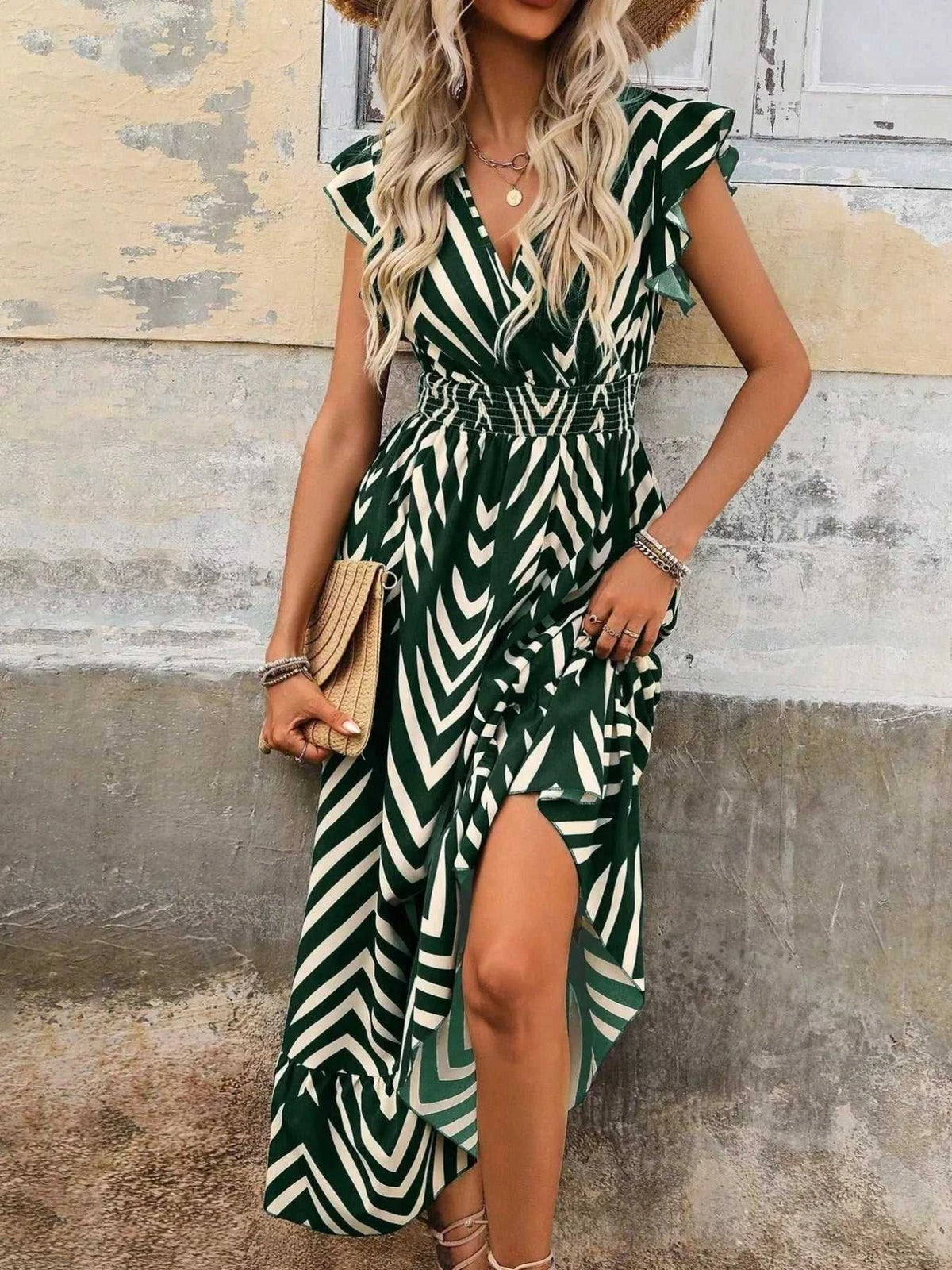 Ruffled Cap Sleeve Midi Dress 100100553584352 41 Affordable Fashion Under $100 Jerry's Apparel 