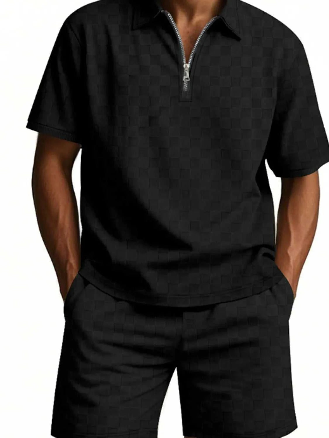 Men's Full Size Quarter Zip Short Sleeve Top and Shorts Set Plus Size 100400657045189 43 Affordable Fashion Under $100 Jerry's Apparel 