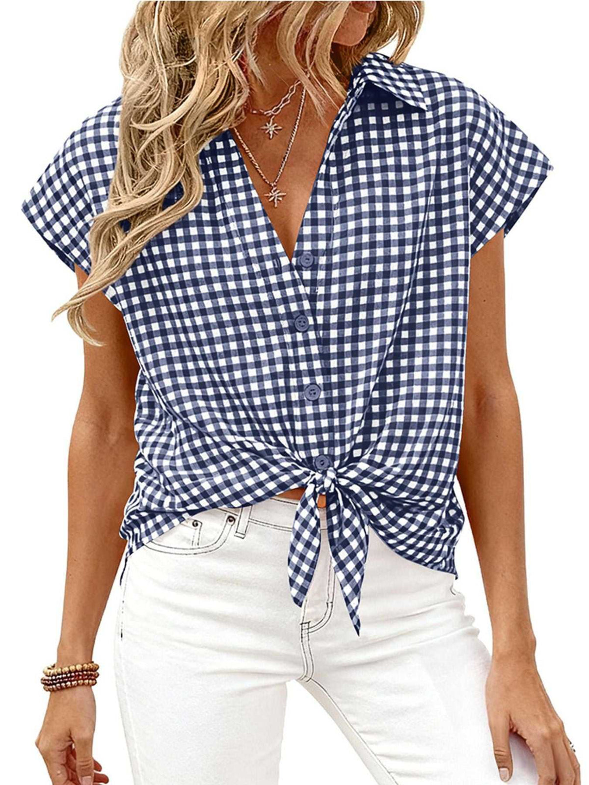 Gingham Print Button-Down Shirt 100100535526342 33 Affordable Fashion Under $100 Jerry's Apparel 