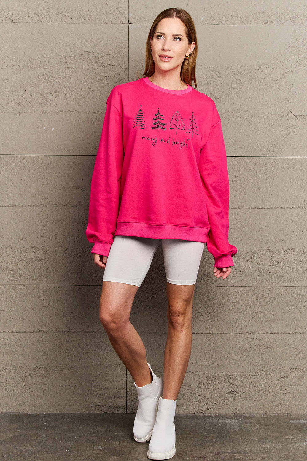 Simply Love Full Size MERRY AND BRIGHT Graphic Sweatshirt