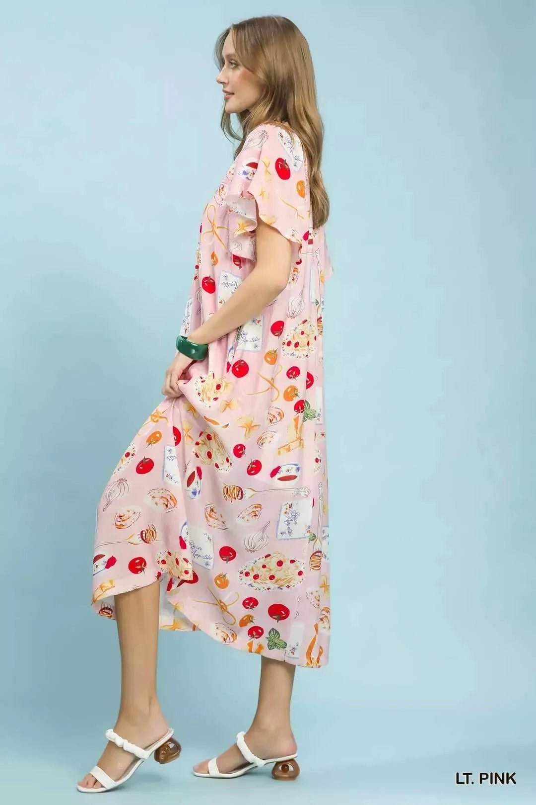 Umgee Abstract Print Flutter Sleeve Midi Dress 100100561461588 60 Affordable Fashion Under $100 Jerry's Apparel 
