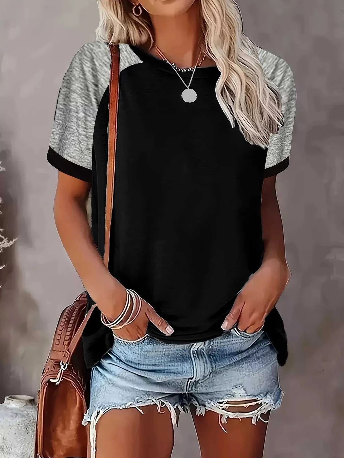 Plus Size Casual Color Block Raglan Sleeve T-Shirt 100100822855703 26 Affordable Fashion Under $100 Jerry's Apparel 