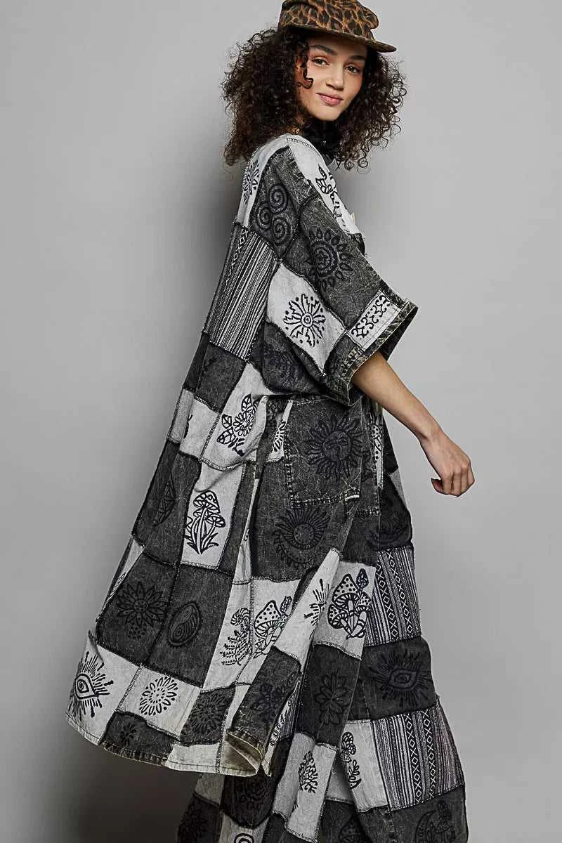 POL Open Front Printed Patchwork Longline Cardigan 100100735921984 59 Affordable Fashion Under $100 Jerry's Apparel 