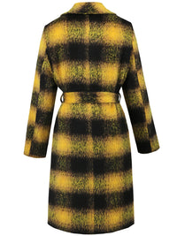 Plaid Tie Waist Long Sleeve Coat