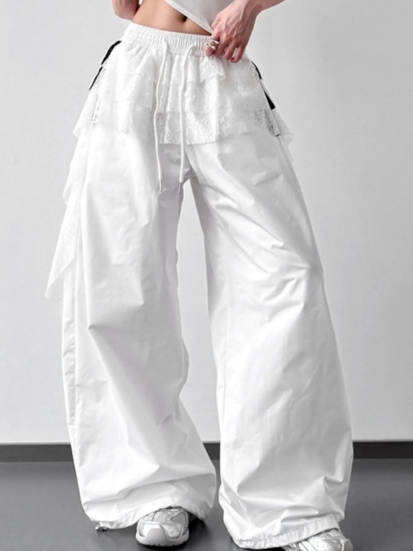 Oversized Wide Leg Pants with Drawstring Waist