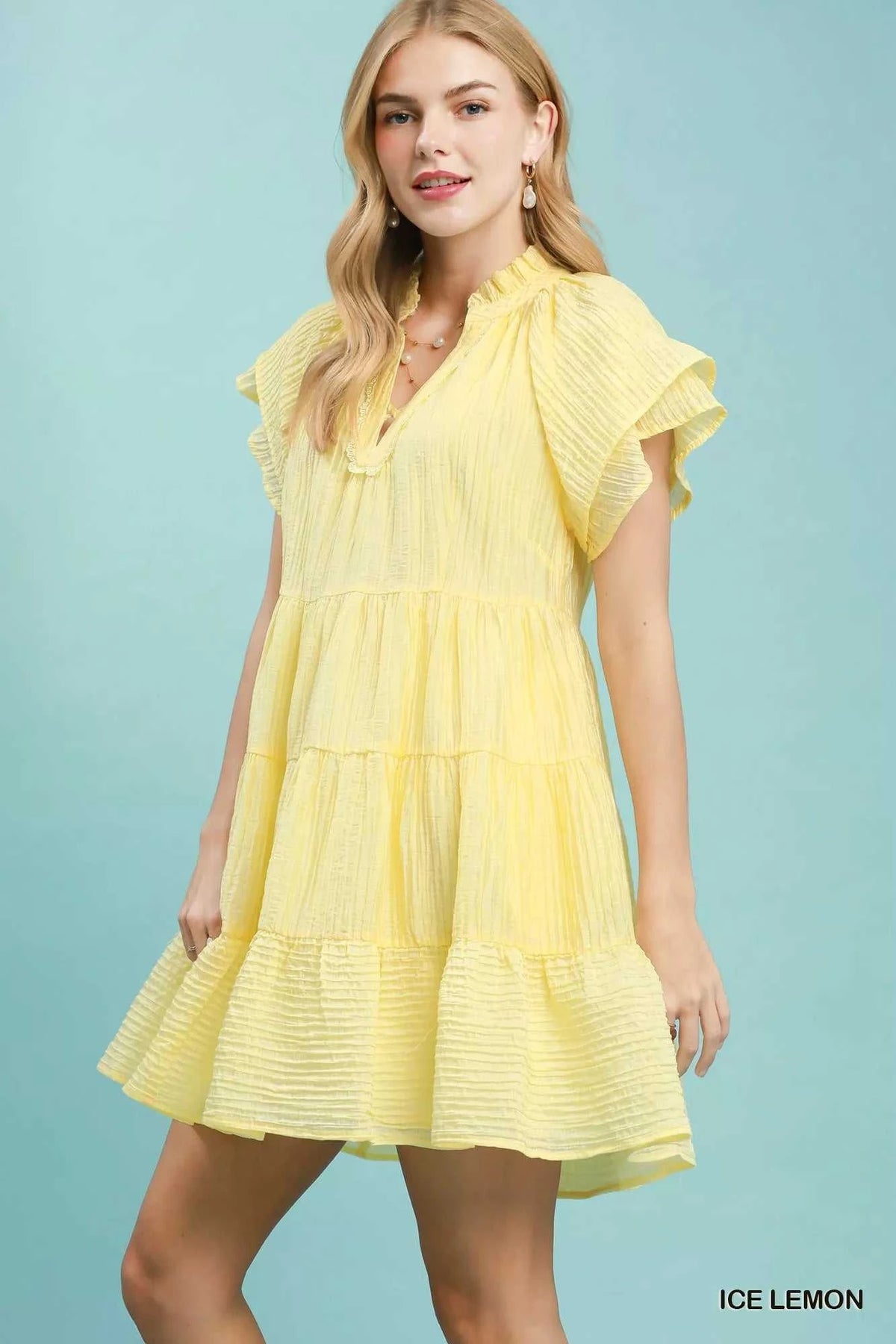 Umgee Tiered Ruffle Sleeve Textured Mini Dress 100100762951591 57 Affordable Fashion Under $100 Jerry's Apparel 