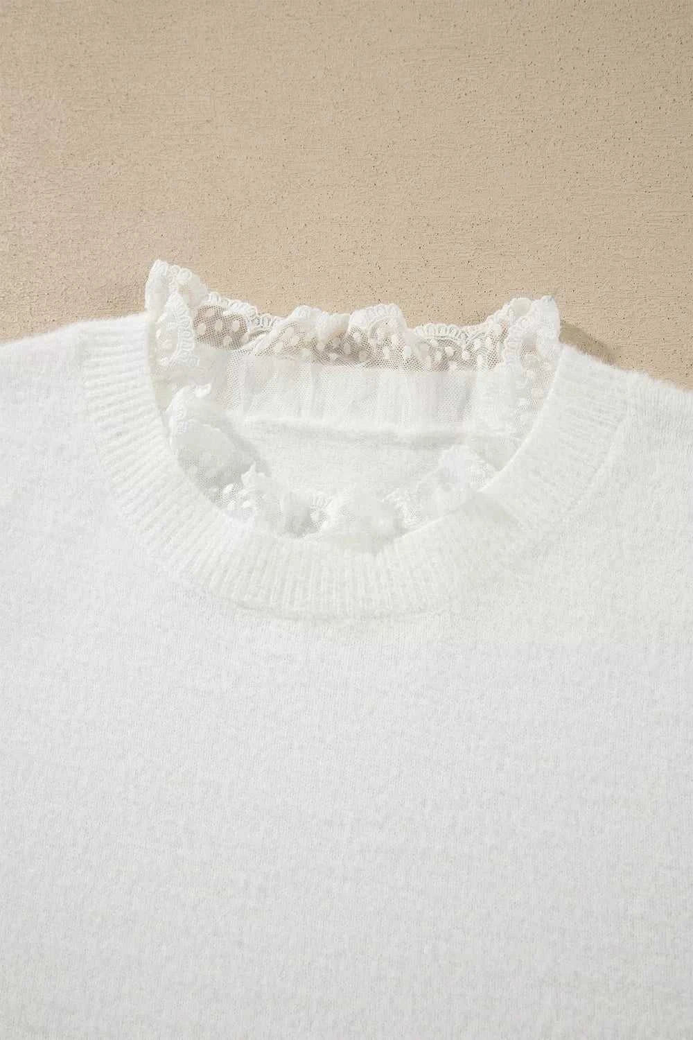 Lace Trim Neck Cuff Patchwork Long Sleeve Pullover Sweater 101002193581218 55 Affordable Fashion Under $100 Jerry's Apparel 
