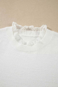 Lace Trim Neck Cuff Patchwork Long Sleeve Pullover Sweater 101002193581218 55 Affordable Fashion Under $100 Jerry's Apparel 