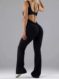 Seamless Scoop Neck Active Jumpsuit with Flared Leg Design 101006359860256 23 Affordable Fashion Under $100 Jerry's Apparel 
