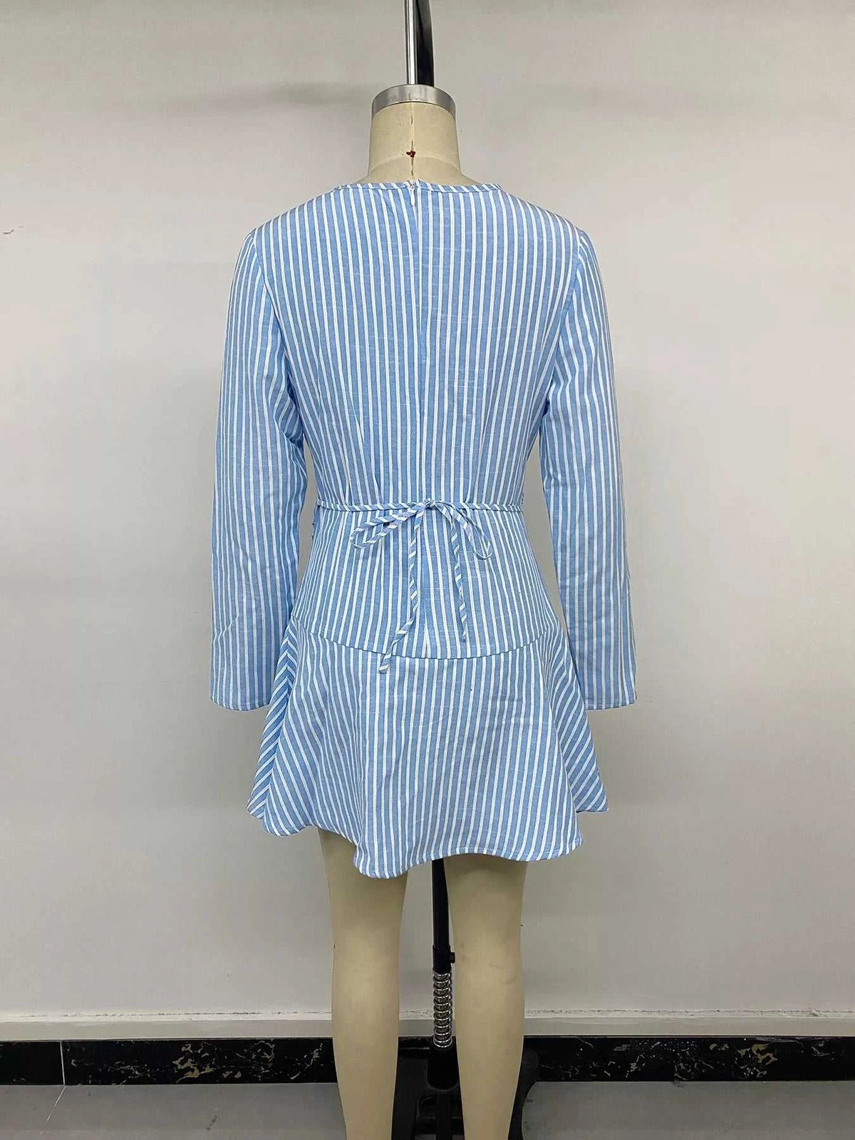 Striped Long-Sleeve Ruched Mini Dress 101001695645771 42 Gifts for Her Jerry's Apparel 