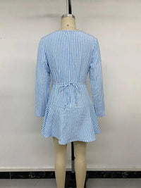 Striped Long-Sleeve Ruched Mini Dress 101001695645771 42 Gifts for Her Jerry's Apparel 