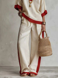 Full Size Contrast Trim Top and Wide Leg Pants Set Plus Size 101001012613218 46 Affordable Fashion Under $100 Jerry's Apparel 