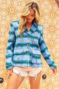 BiBi Flap Pockets Brushed Vintage Plaid Jacket 100100761871695 52 Affordable Fashion Under $100 Jerry's Apparel 