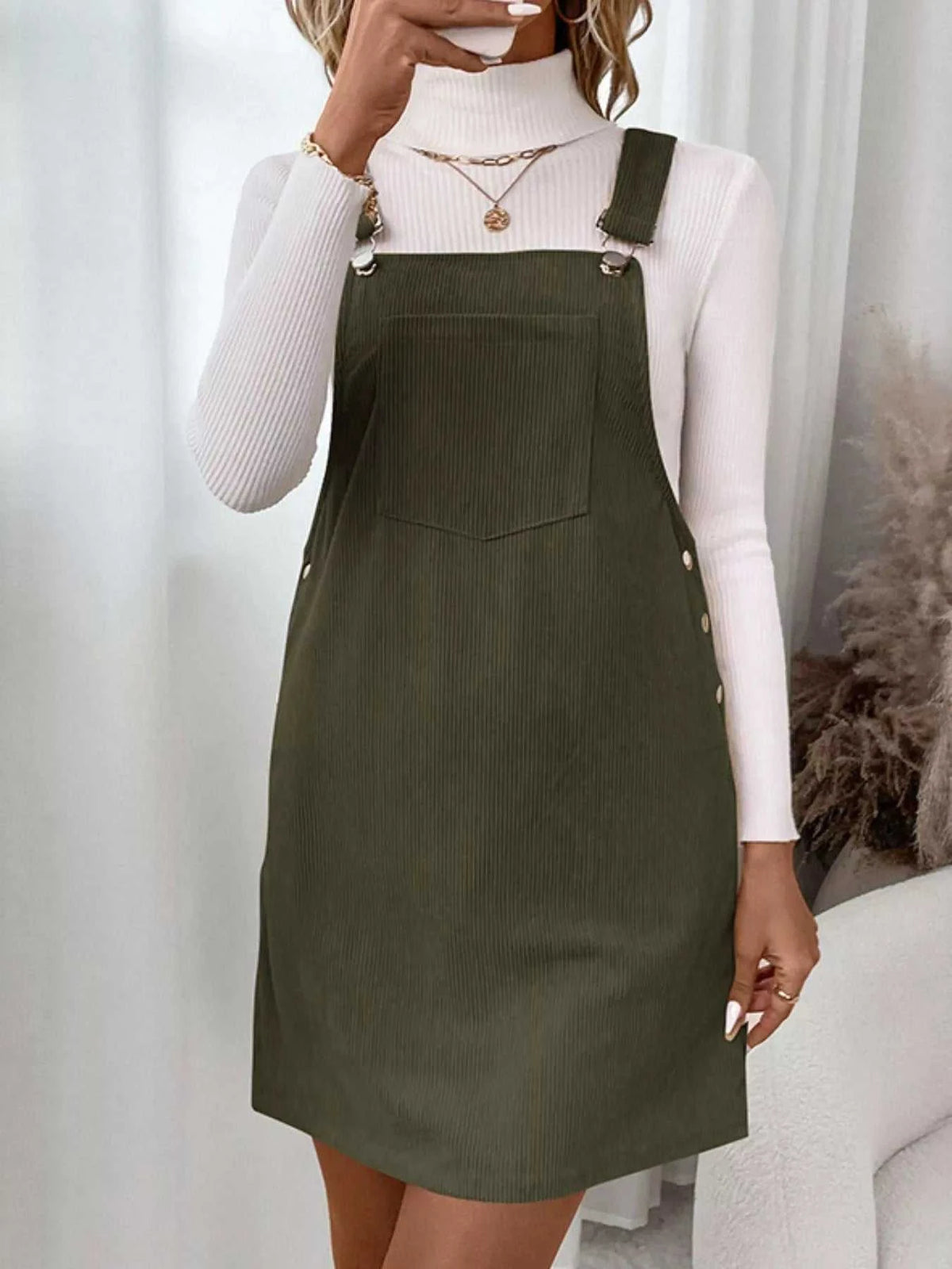Corduroy Overall Mini Dress with Adjustable Straps 100100699171576 52 Affordable Fashion Under $100 Jerry's Apparel 