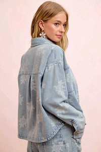 BiBi Printed Washed Denim Jacket With Pocket 100100427641338 64 Affordable Fashion Under $100 Jerry's Apparel 