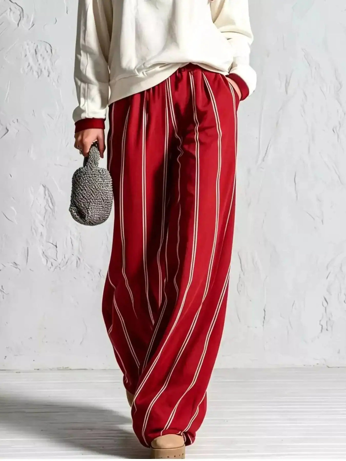Quarter-Zip Sweatshirt and Striped Wide-Leg Pants Set 101001770702210 73 Affordable Fashion Under $100 Jerry's Apparel 
