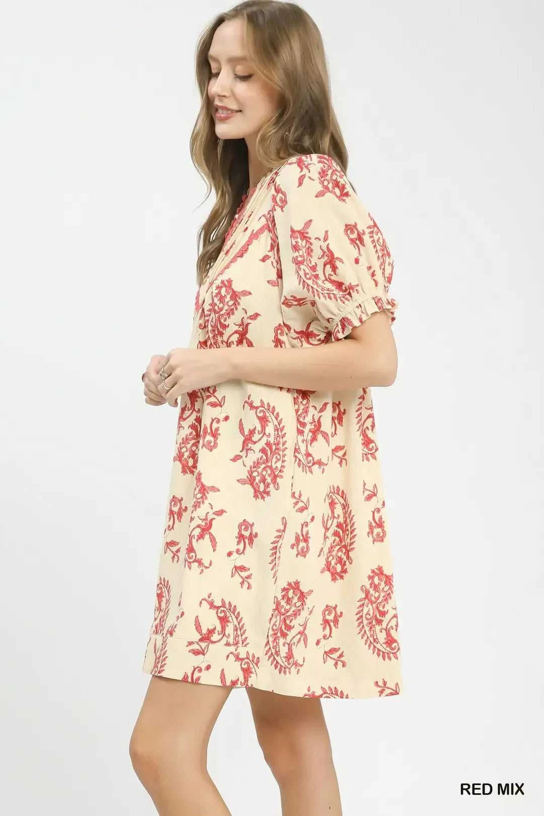 Umgee Mix Paisley Scallop Trim Dress 100100208011948 55 Affordable Fashion Under $100 Jerry's Apparel 