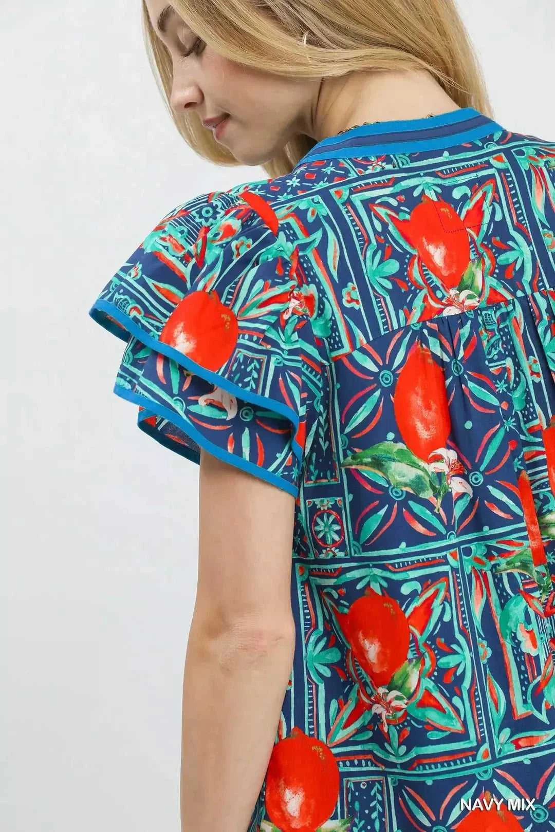 Umgee Abstract Print Flutter Sleeve Blouse 100100177261889 49 Affordable Fashion Under $100 Jerry's Apparel 