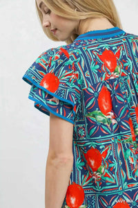 Umgee Abstract Print Flutter Sleeve Blouse 100100177261889 49 Affordable Fashion Under $100 Jerry's Apparel 
