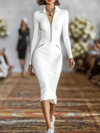 Full Size Zip-Front Bodycon Midi Dress Plus Size 101001488194911 56 Affordable Fashion Under $100 Jerry's Apparel 