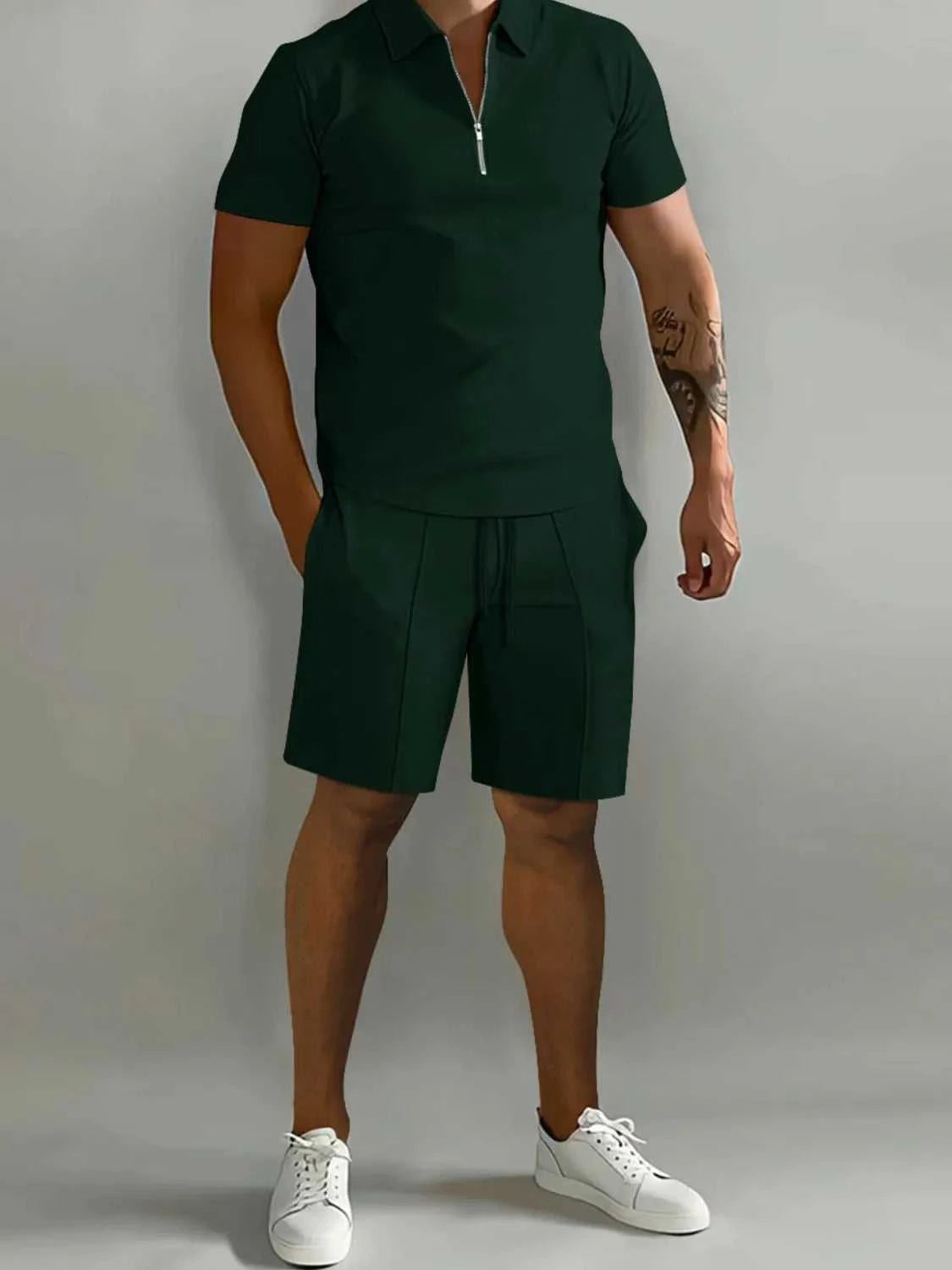 Men's Full Size Collared Neck Short Sleeve Top and Shorts Set Plus Size 100400205310003 33 Affordable Fashion Under $100 Jerry's Apparel 