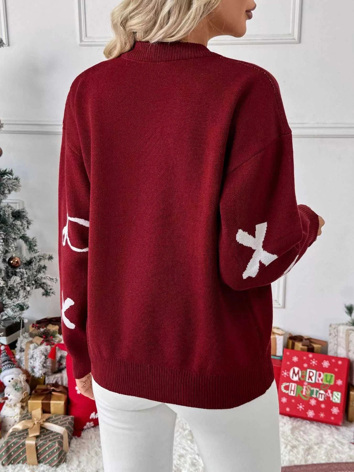 Bow Round Neck Long Sleeve Sweater 100100535010492 44 Affordable Fashion Under $100 Jerry's Apparel 