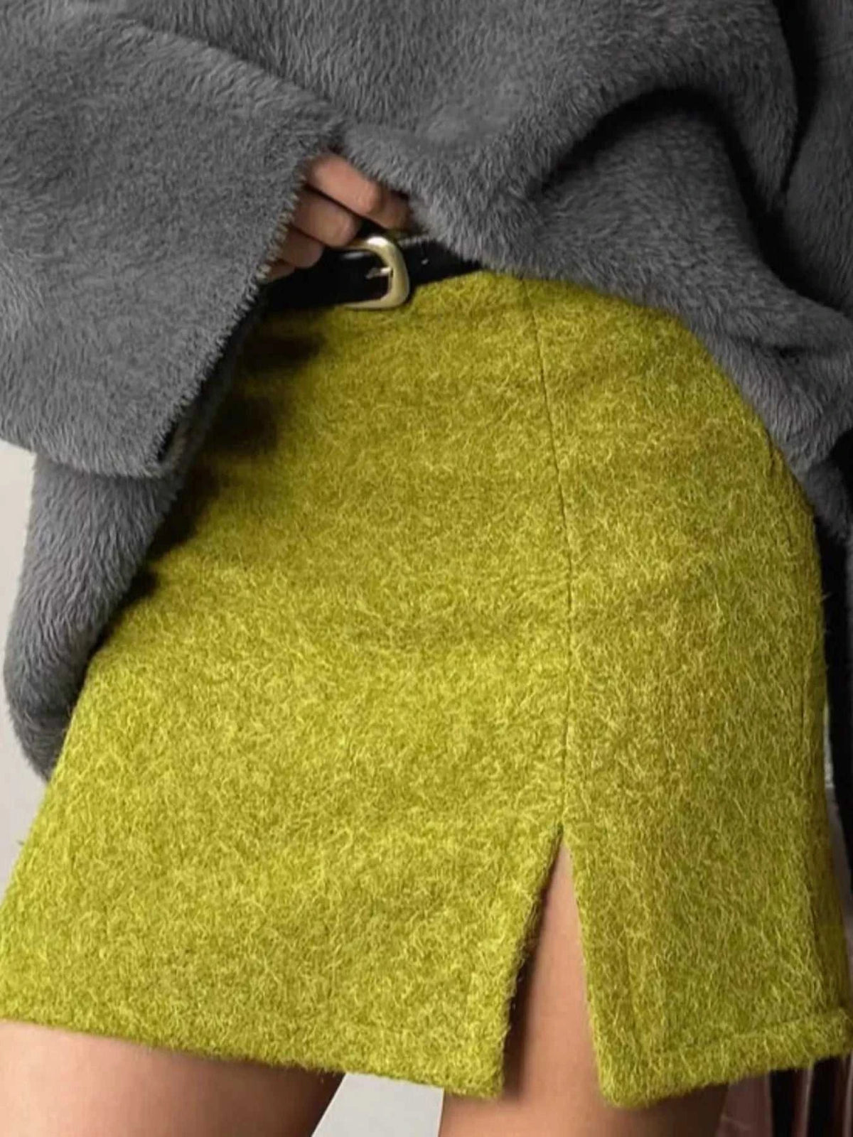 Textured Mini Skirt with Front Slit 100100891974020 42 Affordable Fashion Under $100 Jerry's Apparel 