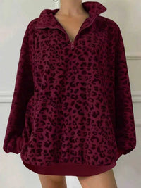 Leopard Print Quarter-Zip Sweatshirt 101001865802464 52 Affordable Fashion Under $100 Jerry's Apparel 