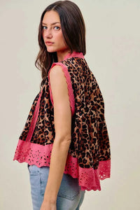 SO ME Leopard Button Up Pleated Sleeveless Blouse 100100904831039 51 Affordable Fashion Under $100 Jerry's Apparel 