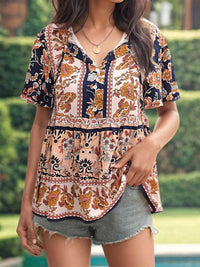 Floral Print Tie Neck Flutter Sleeve Blouse 100100839291021 32 Affordable Fashion Under $100 Jerry's Apparel 