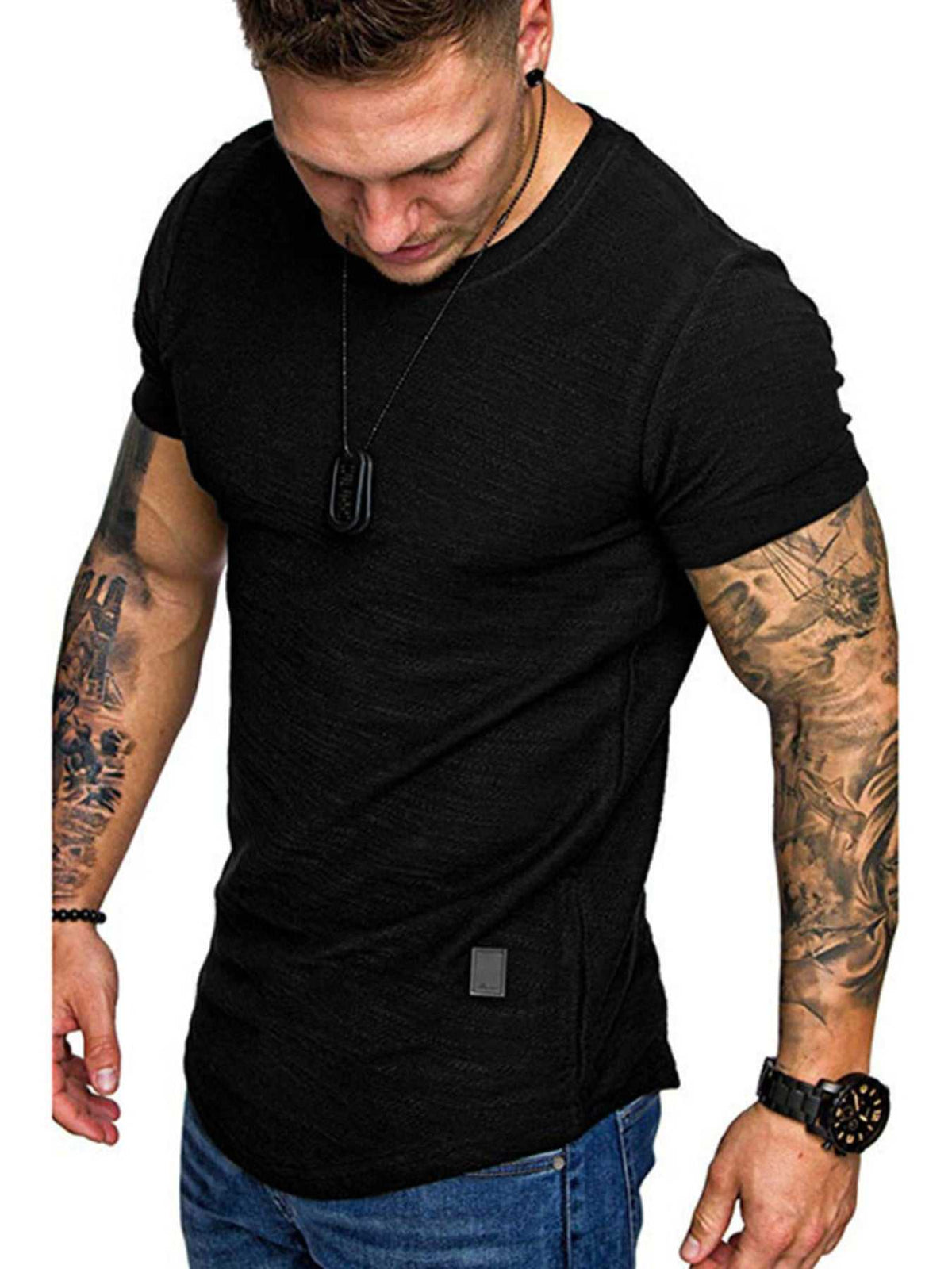 Men's Round Neck Slim Fit Casual T-Shirt 100400972198169 27 Affordable Fashion Under $100 Jerry's Apparel 