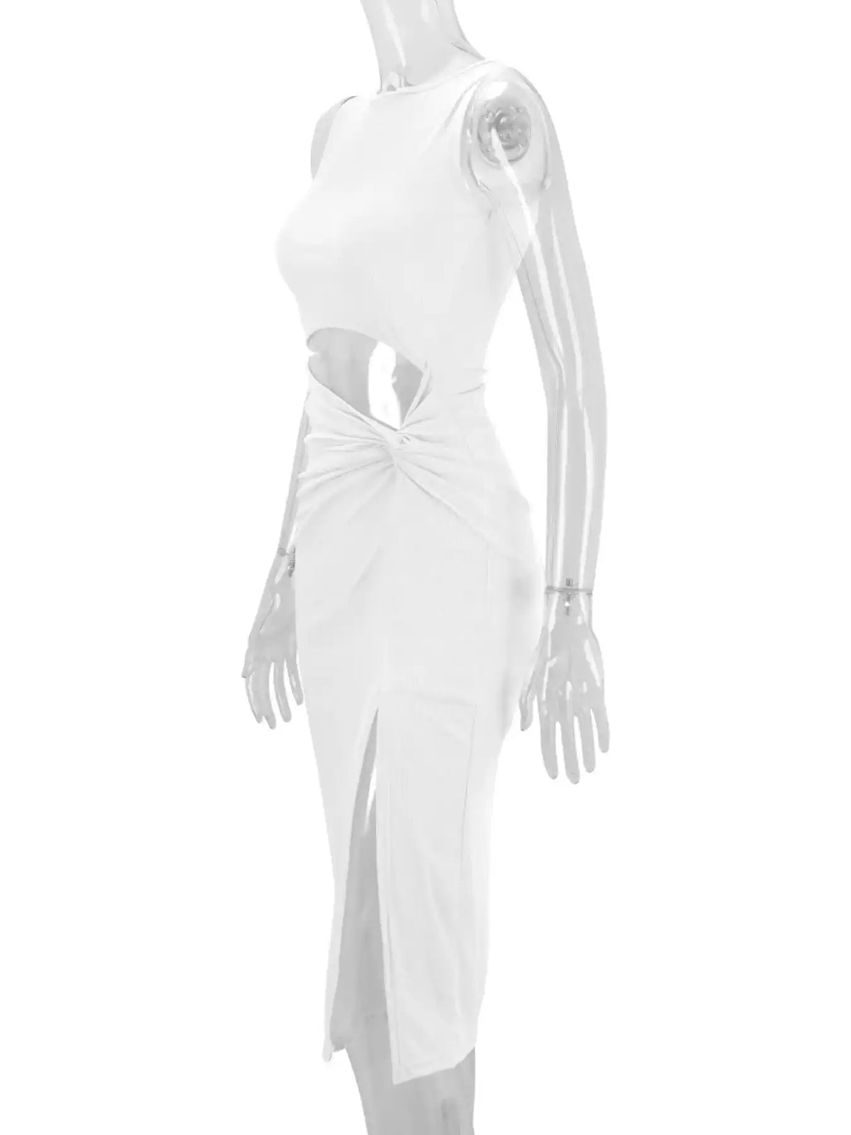 Sleeveless Cut-Out Ruched High-Slit Bodycon Dress 101001792800742 33 Gifts for Her Jerry's Apparel 