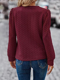 Textured Round Neck Sweatshirt Long Sleeve