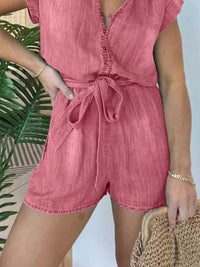 Full Size Tie Waist Cap Sleeve Romper Plus Size 100100206780989 60 Affordable Fashion Under $100 Jerry's Apparel 